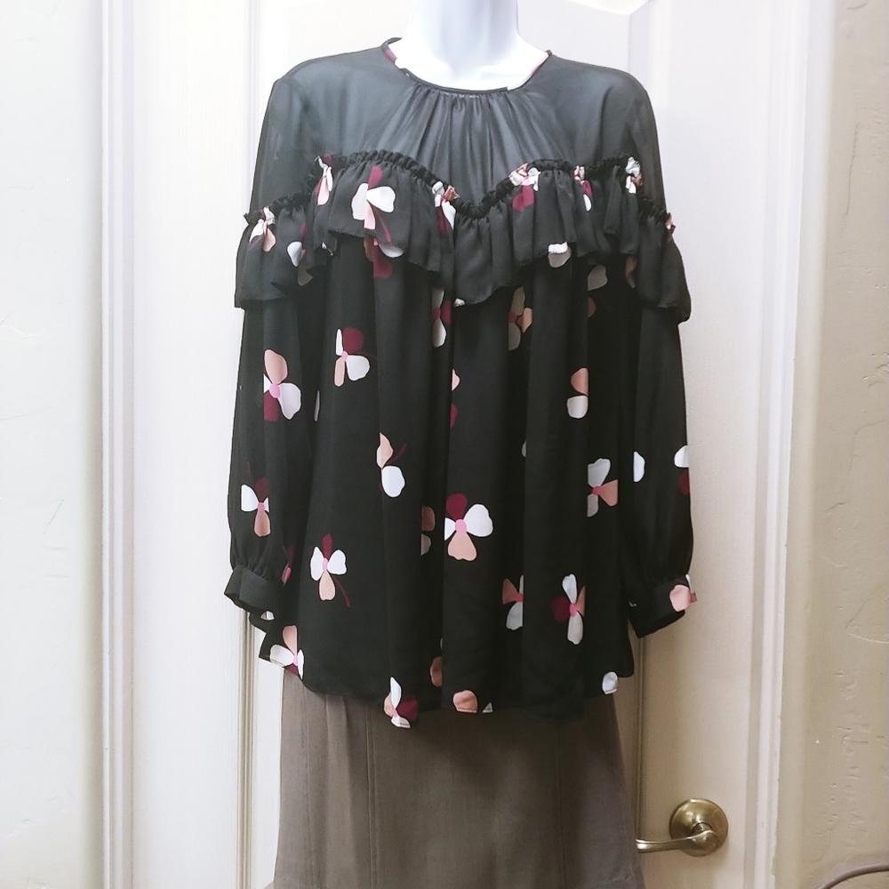 NWT KATE SPADE DUST BUDS RUFFLE BLOUSE - Picture 4 of 9